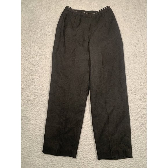 Vintage Sag Harbor Pants Suit Black Short Sleeves Lined Elastic Size 8 Polyester - Picture 11 of 16